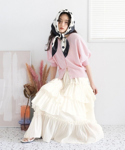 RAGEBLUE（レイジブルー）の「＜Bloomy Yarn Knit＞ショートドルマンカーディガン（カーディガン/ボレロ・レディース・ブラック/レッド/ピンク/ブルー・FREE）」の9枚目の写真