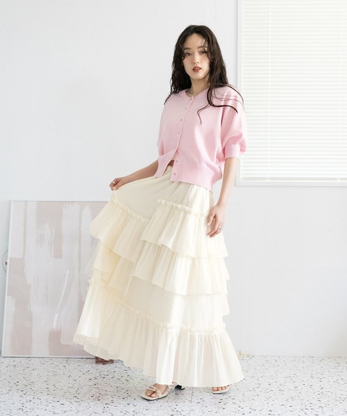 RAGEBLUE（レイジブルー）の「＜Bloomy Yarn Knit＞ショートドルマンカーディガン（カーディガン/ボレロ・レディース・ブラック/レッド/ピンク/ブルー・FREE）」の14枚目の写真