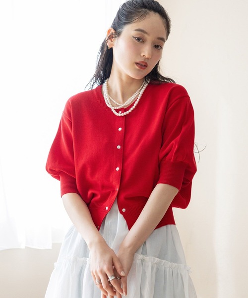 RAGEBLUE（レイジブルー）の「＜Bloomy Yarn Knit＞ショートドルマンカーディガン（カーディガン/ボレロ・レディース・ブラック/レッド/ピンク/ブルー・FREE）」の18枚目の写真