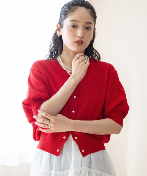 RAGEBLUE（レイジブルー）の「＜Bloomy Yarn Knit＞ショートドルマンカーディガン（カーディガン/ボレロ・レディース・ブラック/レッド/ピンク/ブルー・FREE）」の19枚目の写真
