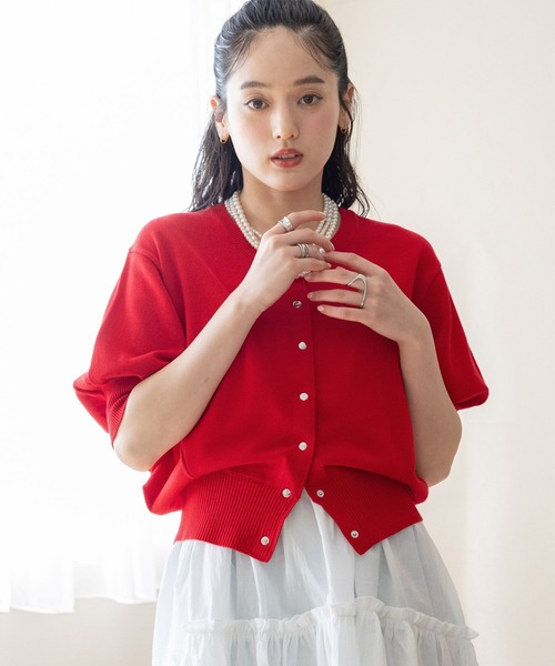 RAGEBLUE（レイジブルー）の「＜Bloomy Yarn Knit＞ショートドルマンカーディガン（カーディガン/ボレロ・レディース・ブラック/レッド/ピンク/ブルー・FREE）」の20枚目の写真