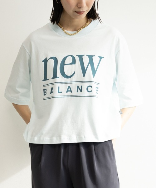 BARNYARDSTORM(バンヤードストーム)の「【New Balance】ニューバランス / クルーTシャツ(Tシャツ/カットソー・レディース・ホワイト/スカイブルー・1/2)」の12枚目の写真