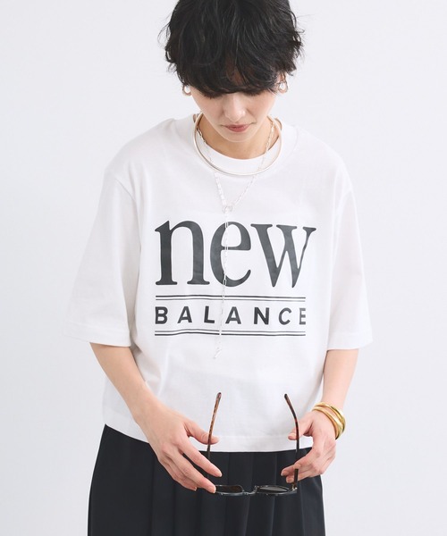 BARNYARDSTORM(バンヤードストーム)の「【New Balance】ニューバランス / クルーTシャツ(Tシャツ/カットソー・レディース・ホワイト/スカイブルー・1/2)」の3枚目の写真