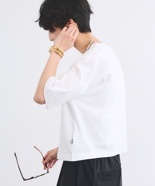 BARNYARDSTORM(バンヤードストーム)の「【New Balance】ニューバランス / クルーTシャツ(Tシャツ/カットソー・レディース・ホワイト/スカイブルー・1/2)」の5枚目の写真