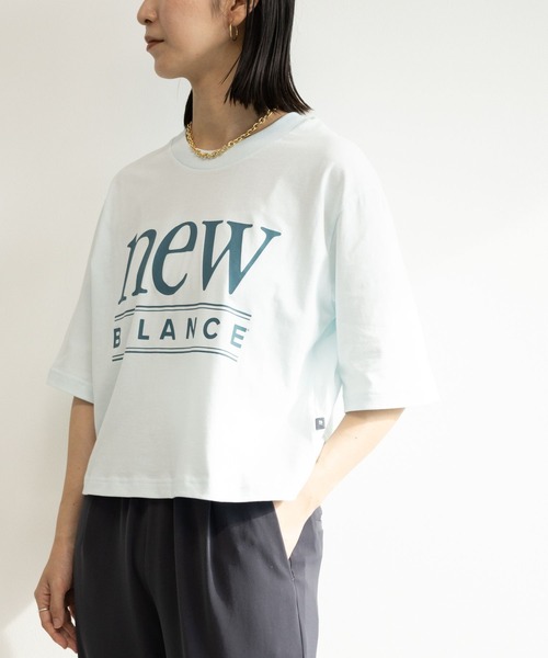 BARNYARDSTORM(バンヤードストーム)の「【New Balance】ニューバランス / クルーTシャツ(Tシャツ/カットソー・レディース・ホワイト/スカイブルー・1/2)」の13枚目の写真