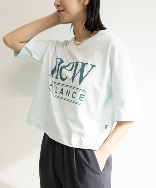 BARNYARDSTORM(バンヤードストーム)の「【New Balance】ニューバランス / クルーTシャツ(Tシャツ/カットソー・レディース・ホワイト/スカイブルー・1/2)」の14枚目の写真