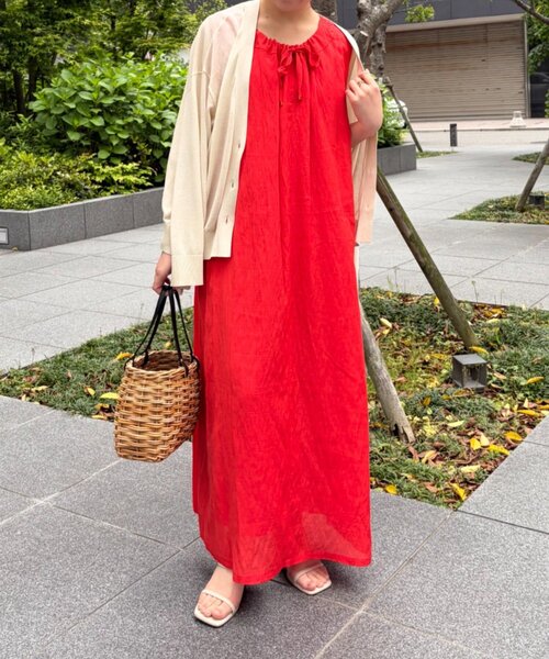 Jena espace merveilleux(ジェナ エスパスメルヴェイユ)の「【着てないぐらい軽い!?】2WAYリボンシアーワンピース(ワンピース・レディース・ライトグレー/グリーン/レッド/ブラック・FREE)」の15枚目の写真
