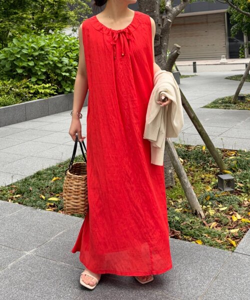 Jena espace merveilleux(ジェナ エスパスメルヴェイユ)の「【着てないぐらい軽い!?】2WAYリボンシアーワンピース(ワンピース・レディース・ライトグレー/グリーン/レッド/ブラック・FREE)」の16枚目の写真