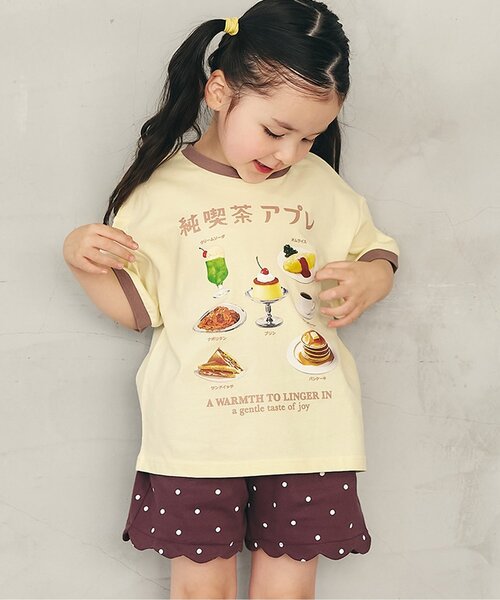 apres les cours（アプレレクール）の「【接触冷感】5柄アソート転写モチーフ半袖Tシャツ（Tシャツ/カットソー・キッズ・アイボリー/サックスブルー/クリーム/ピンク/イエロー・80/90/100/110/120/130/140）」の3枚目の写真