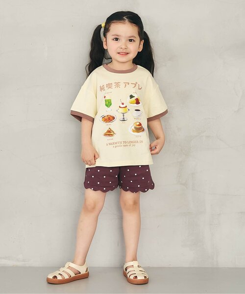 apres les cours（アプレレクール）の「【接触冷感】5柄アソート転写モチーフ半袖Tシャツ（Tシャツ/カットソー・キッズ・アイボリー/サックスブルー/クリーム/ピンク/イエロー・80/90/100/110/120/130/140）」の6枚目の写真