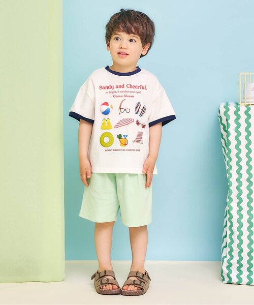 apres les cours（アプレレクール）の「【接触冷感】5柄アソート転写モチーフ半袖Tシャツ（Tシャツ/カットソー・キッズ・アイボリー/サックスブルー/クリーム/ピンク/イエロー・80/90/100/110/120/130/140）」の8枚目の写真