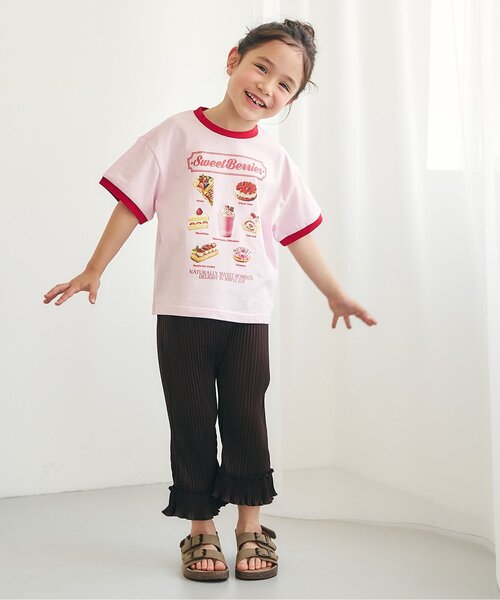 apres les cours（アプレレクール）の「【接触冷感】5柄アソート転写モチーフ半袖Tシャツ（Tシャツ/カットソー・キッズ・アイボリー/サックスブルー/クリーム/ピンク/イエロー・80/90/100/110/120/130/140）」の9枚目の写真