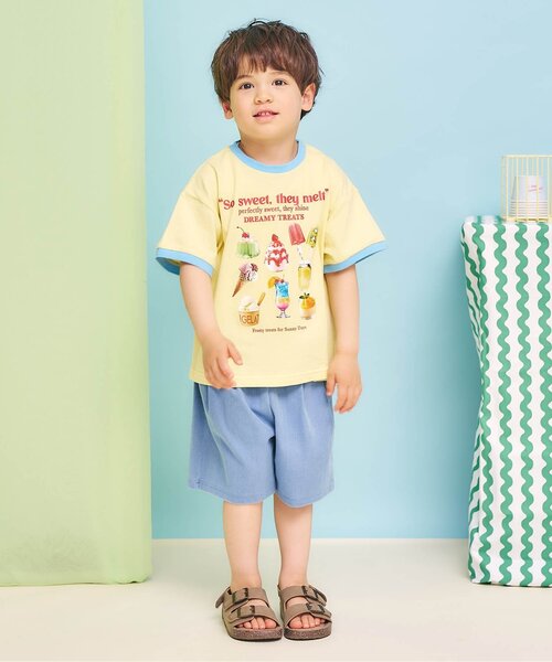 apres les cours（アプレレクール）の「【接触冷感】5柄アソート転写モチーフ半袖Tシャツ（Tシャツ/カットソー・キッズ・アイボリー/サックスブルー/クリーム/ピンク/イエロー・80/90/100/110/120/130/140）」の14枚目の写真
