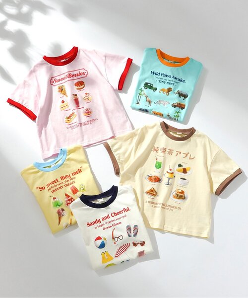 apres les cours（アプレレクール）の「【接触冷感】5柄アソート転写モチーフ半袖Tシャツ（Tシャツ/カットソー・キッズ・アイボリー/サックスブルー/クリーム/ピンク/イエロー・80/90/100/110/120/130/140）」の16枚目の写真