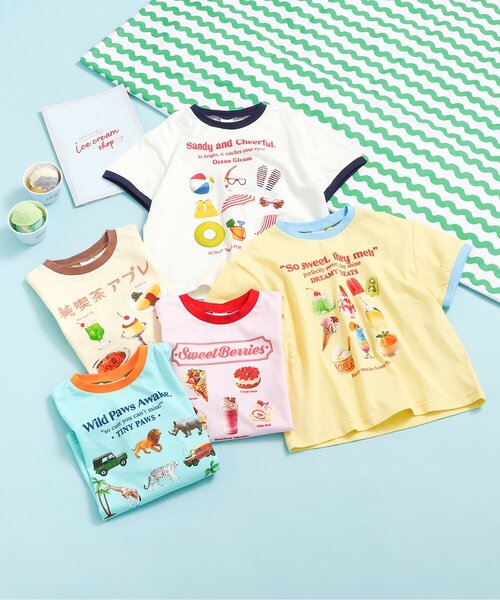 apres les cours（アプレレクール）の「【接触冷感】5柄アソート転写モチーフ半袖Tシャツ（Tシャツ/カットソー・キッズ・アイボリー/サックスブルー/クリーム/ピンク/イエロー・80/90/100/110/120/130/140）」の17枚目の写真