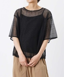 LC/LLL インナーキャミ付きレースブラウス