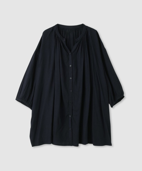 Mac-House(マックハウス)の「Free Nature インドレーヨン チュニックブラウス 七分袖(シャツ/ブラウス・レディース・ネイビー/ホワイト系2/ホワイト系1/サックスブルー・L/M)」の19枚目の写真