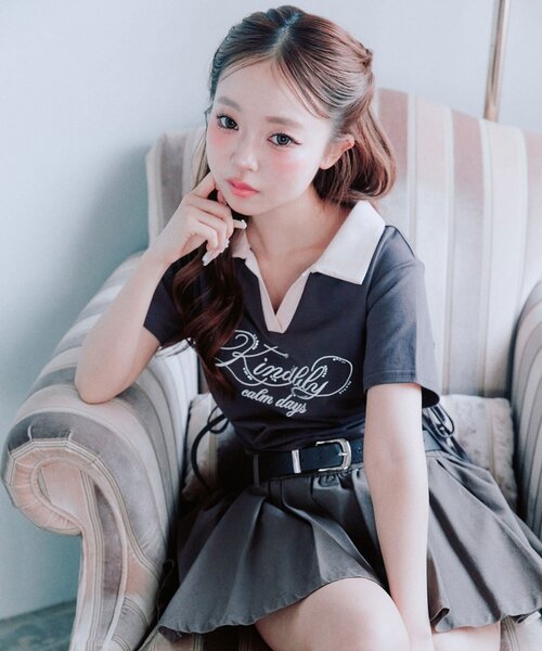 OLIVE des OLIVE（オリーブデオリーブ）の「ロゴ刺繍トップス（Tシャツ/カットソー・レディース・オフホワイト/ベージュ/ブラウン・FREE）」の10枚目の写真