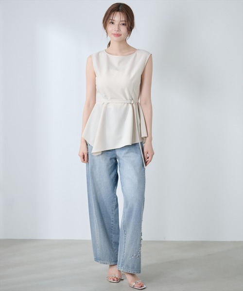 AND COUTURE(アンドクチュール)の「ビジューデニムワイドパンツ(デニムパンツ・レディース・ブルー/ブラック・SMALL/MEDIUM/LARGE)」の18枚目の写真