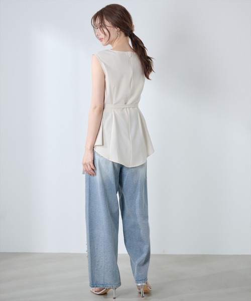 AND COUTURE(アンドクチュール)の「ビジューデニムワイドパンツ(デニムパンツ・レディース・ブルー/ブラック・SMALL/MEDIUM/LARGE)」の19枚目の写真