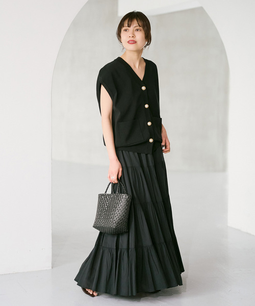 Spick & Span（スピックアンドスパン）の「《WEB限定 / 追加》パールボタンウォッシャブルニットベスト（ベスト・レディース・ホワイト/ブラウン/ブラック・FREE）」の4枚目の写真