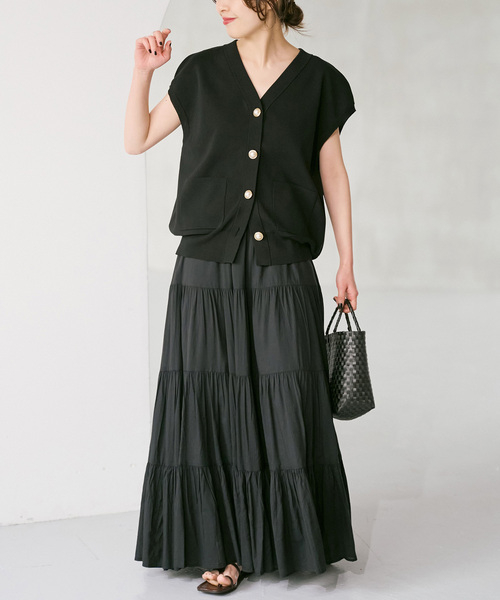 Spick & Span（スピックアンドスパン）の「《WEB限定 / 追加》パールボタンウォッシャブルニットベスト（ベスト・レディース・ホワイト/ブラウン/ブラック・FREE）」の13枚目の写真