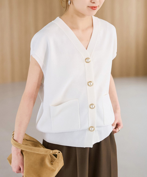 Spick & Span（スピックアンドスパン）の「《WEB限定 / 追加》パールボタンウォッシャブルニットベスト（ベスト・レディース・ホワイト/ブラウン/ブラック・FREE）」の18枚目の写真