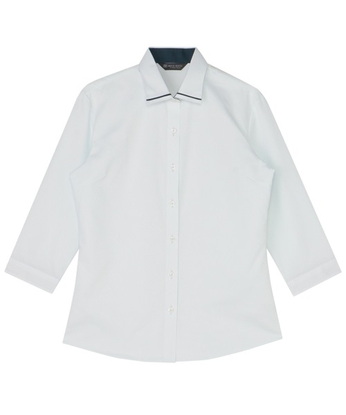 TOKYO SHIRTS(トウキョウシャツ)の「【透け防止】 形態安定ノンアイロン ワイド 7分袖ビジネスワイシャツ(ビジネスシャツ・レディース・グリーン・S/M/L/LL/XL)」の1枚目の写真