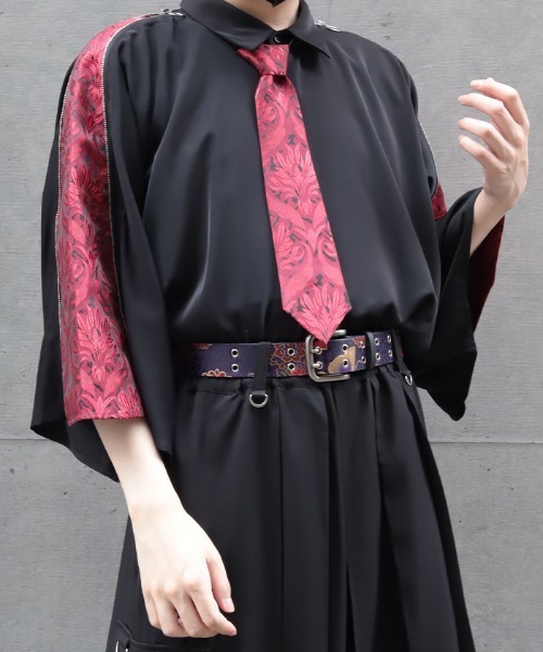 REZEN(リゼン)の「蓮JQタイ付ジップシャツ(シャツ/ブラウス・メンズ・レッドパープル/ターコイズブルー/ローズ・LARGE/MEDIUM)」の3枚目の写真
