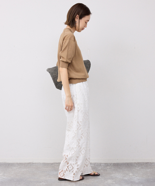 SLOBE IENA(スローブイエナ)の「《WEB限定/追加/シリーズあり》コットンキュプラハーフスリーブプルオーバー(ニット/セーター・レディース・チャコールグレー/アイボリー/ベージュ・FREE)」の16枚目の写真