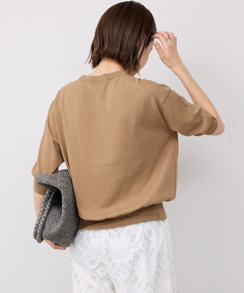 SLOBE IENA(スローブイエナ)の「《WEB限定/追加/シリーズあり》コットンキュプラハーフスリーブプルオーバー(ニット/セーター・レディース・チャコールグレー/アイボリー/ベージュ・FREE)」の19枚目の写真