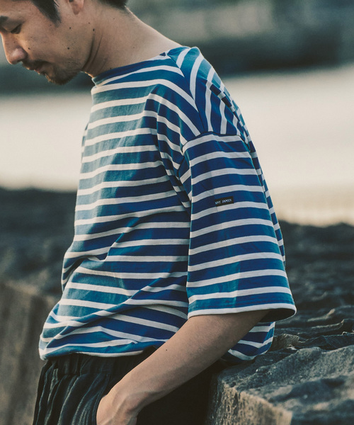 SAINT JAMES(セントジェームス)の「SAINT JAMES (セントジェームス) 別注 PIRIAC LOOSE / ピリアック ルーズ(Tシャツ/カットソー・メンズ・ブルー/ホワイト・6/5/4)」の20枚目の写真