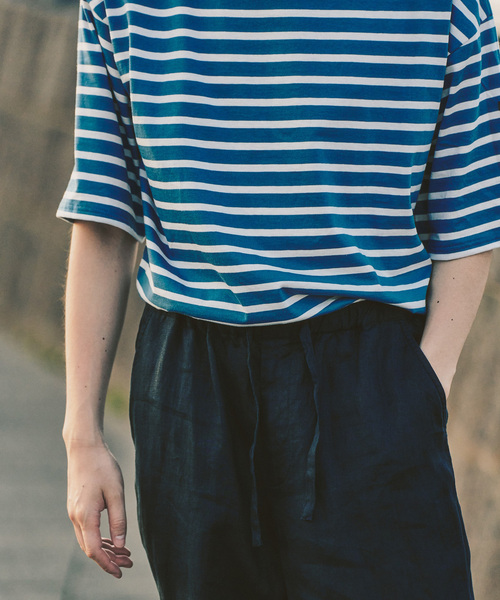 SAINT JAMES(セントジェームス)の「SAINT JAMES (セントジェームス) 別注 PIRIAC LOOSE / ピリアック ルーズ(Tシャツ/カットソー・メンズ・ブルー/ホワイト・6/5/4)」の19枚目の写真