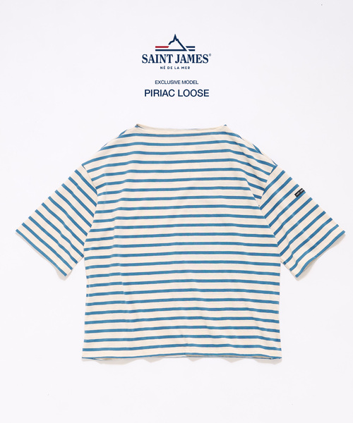 SAINT JAMES(セントジェームス)の「SAINT JAMES (セントジェームス) 別注 PIRIAC LOOSE / ピリアック ルーズ(Tシャツ/カットソー・メンズ・ブルー/ホワイト・6/5/4)」の17枚目の写真