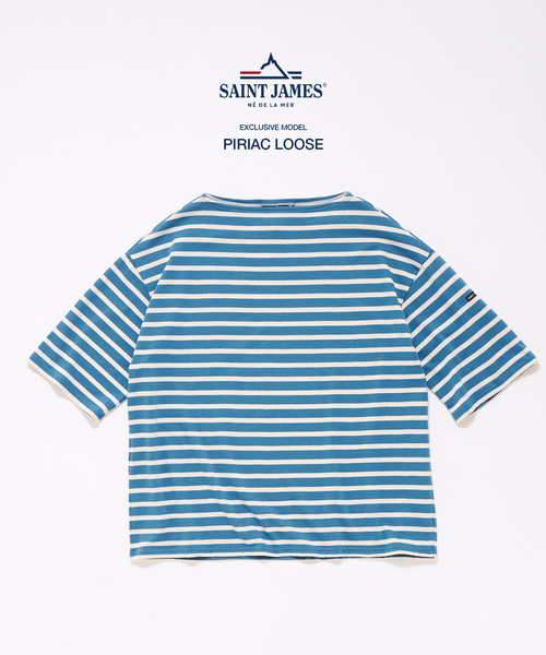 SAINT JAMES(セントジェームス)の「SAINT JAMES (セントジェームス) 別注 PIRIAC LOOSE / ピリアック ルーズ(Tシャツ/カットソー・メンズ・ブルー/ホワイト・6/5/4)」の16枚目の写真