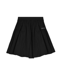 COTTON FLARE MIDI SKIRT_BLACK