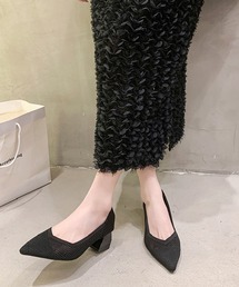 メッシュ切替ポインテッドトゥパンプス