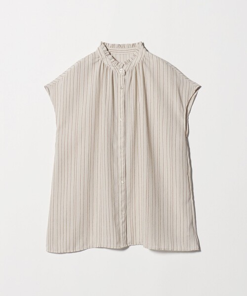 A DAY IN THE LIFE UNITED ARROWS(アデイインザライフユナイテッドアローズ)の「リップル フリルネックシャツ <A DAY IN THE LIFE>(シャツ/ブラウス・レディース・その他1/ブラック/ベージュ・FREE)」の1枚目の写真