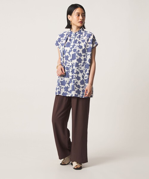 A DAY IN THE LIFE UNITED ARROWS(アデイインザライフユナイテッドアローズ)の「リップル フリルネックシャツ <A DAY IN THE LIFE>(シャツ/ブラウス・レディース・その他1/ブラック/ベージュ・FREE)」の5枚目の写真