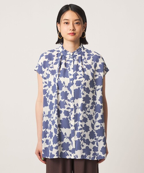 A DAY IN THE LIFE UNITED ARROWS(アデイインザライフユナイテッドアローズ)の「リップル フリルネックシャツ <A DAY IN THE LIFE>(シャツ/ブラウス・レディース・その他1/ブラック/ベージュ・FREE)」の6枚目の写真