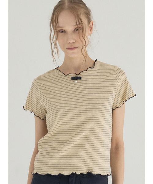Sorry,Too Much Love(ソーリートゥーマッチラブ)の「Paris Morning Stripe Top_Yellow(Tシャツ/カットソー・レディース・その他・FREE)」の3枚目の写真