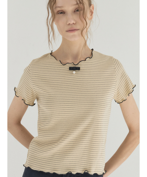 Sorry,Too Much Love(ソーリートゥーマッチラブ)の「Paris Morning Stripe Top_Yellow(Tシャツ/カットソー・レディース・その他・FREE)」の5枚目の写真