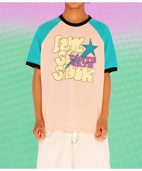 youthbath(ユースバース)の「RAGLAN BUBBLE LOGO T-SHIRT_CORAL(Tシャツ/カットソー・レディース・その他・SMALL)」の1枚目の写真