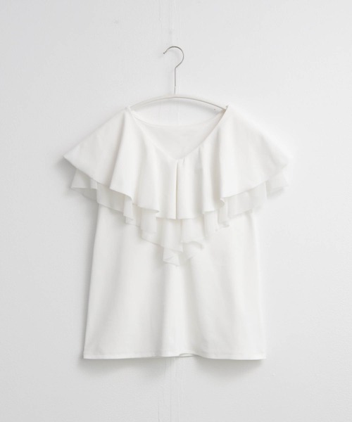 for/c(フォーシー)の「ラッフルカラートップス【サスティナブル】(Tシャツ/カットソー・レディース・オフホワイト/ブラック・L/M)」の16枚目の写真