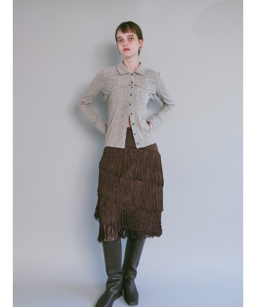 sahara(サハラ)の「【26AW PRE ORDER】Fringe Midi Skirt(スカート・レディース・ブラック/ブラウン・S/M)」の3枚目の写真