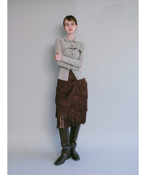 sahara(サハラ)の「【26AW PRE ORDER】Fringe Midi Skirt(スカート・レディース・ブラック/ブラウン・S/M)」の4枚目の写真