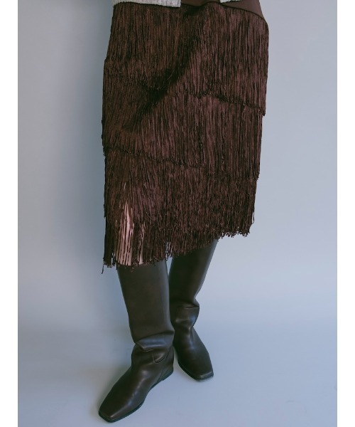 sahara(サハラ)の「【26AW PRE ORDER】Fringe Midi Skirt(スカート・レディース・ブラック/ブラウン・S/M)」の5枚目の写真