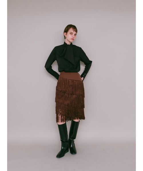 sahara(サハラ)の「【26AW PRE ORDER】Fringe Midi Skirt(スカート・レディース・ブラック/ブラウン・S/M)」の7枚目の写真
