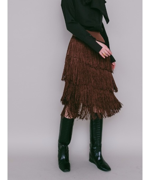 sahara(サハラ)の「【26AW PRE ORDER】Fringe Midi Skirt(スカート・レディース・ブラック/ブラウン・S/M)」の9枚目の写真