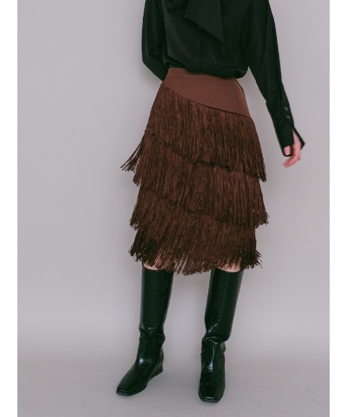 sahara(サハラ)の「【26AW PRE ORDER】Fringe Midi Skirt(スカート・レディース・ブラック/ブラウン・S/M)」の10枚目の写真